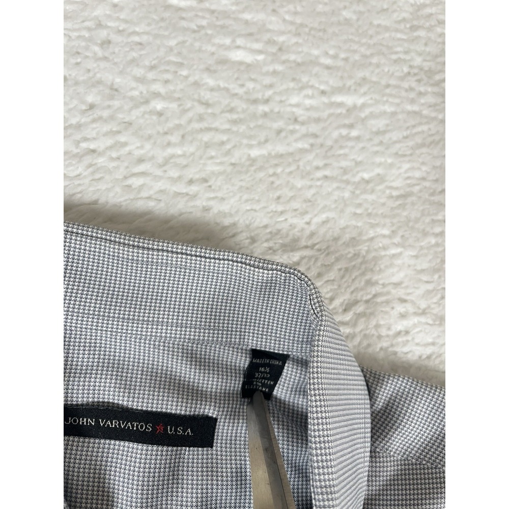 John Varvatos Gray White Geometric Long Sleeve Button Up Shirt Men's 16.5 32/33‎ - Picture 4 of 8